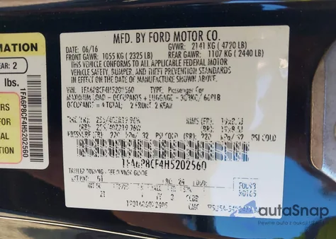 2017 Ford Mustang Gt из США, поврежденный, VIN 1FA6P8CF4H5202560